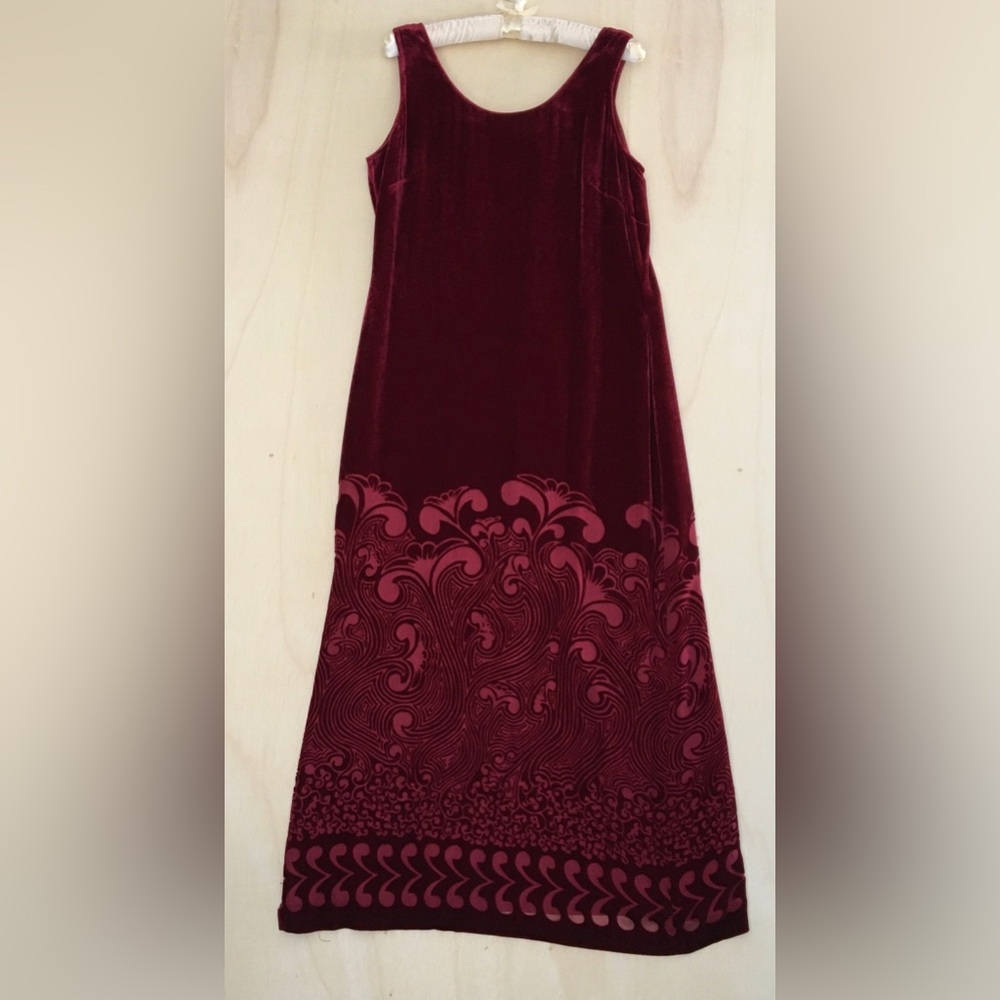 J. Peterman Vintage Red Velvet Sleeveless Gown